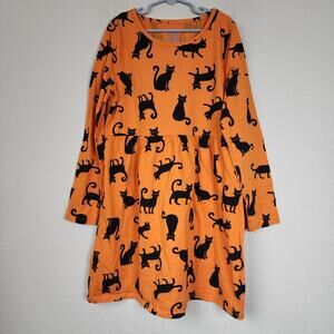 Large Thereabouts Halloween Kitty Cat Orange Black Dress